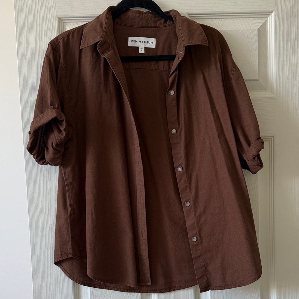 Denim Forum Men's Casual Dark Brown Shirt